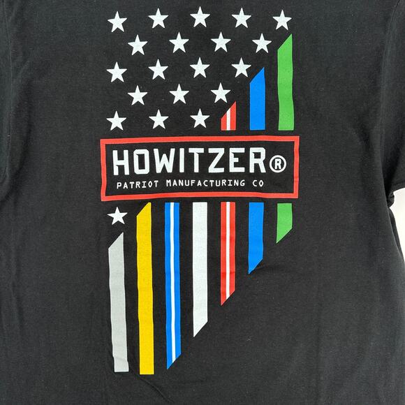 Howitzer Logo Patriotic USA Flag T Shirt Mens Size XL Black Short Sleeve - Picture 2 of 5